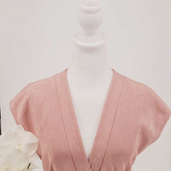 Ryegrass Womens Dusty Rose Belted Soft Terrycloth Self-Tie Wrap Vest Size XL - Picture 2 of 8